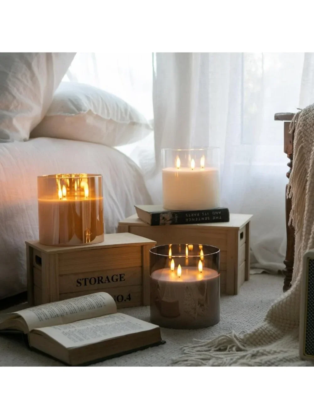 Extra Large 6x6 Flameless LED Candles with Remote - Real Wax, 3 Wicks, Perfect